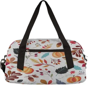 Autumn Thanksgiving Pumpkin Leaves Kids Duffel Bag for Girls Boys Teens, Oil Painting Dance Bag Overnight Small Duffel Bag Carry On Weekend Sports Gym Travel Bag for School Practice Gymnastics Ballet