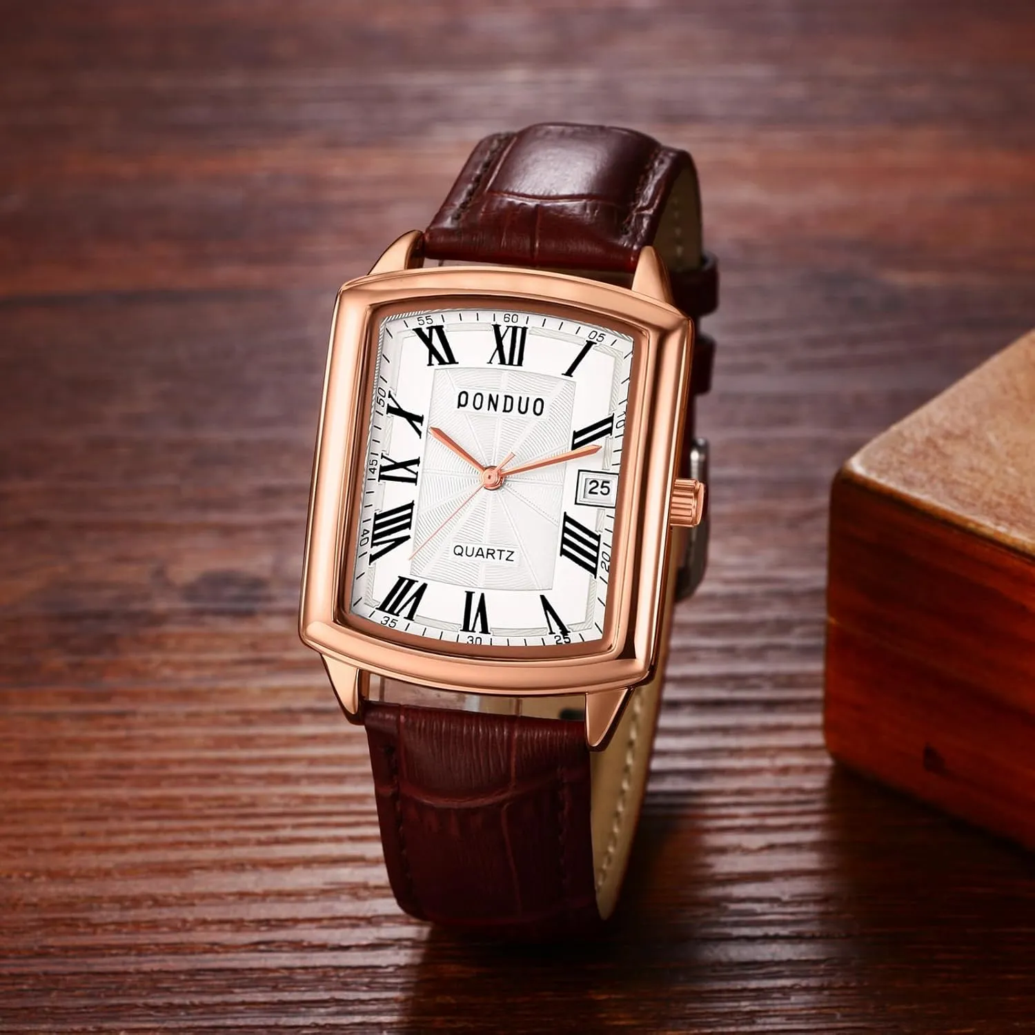 Avaner Men's Square Cuff Watch - Roman Numeral Couple Watches, Analog Quartz Retro Watch for Men and Women