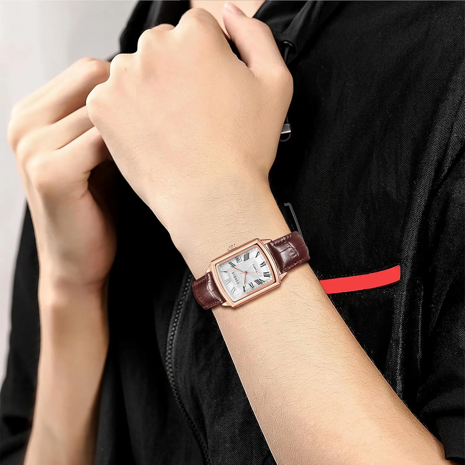 Avaner Men's Square Cuff Watch - Roman Numeral Couple Watches, Analog Quartz Retro Watch for Men and Women