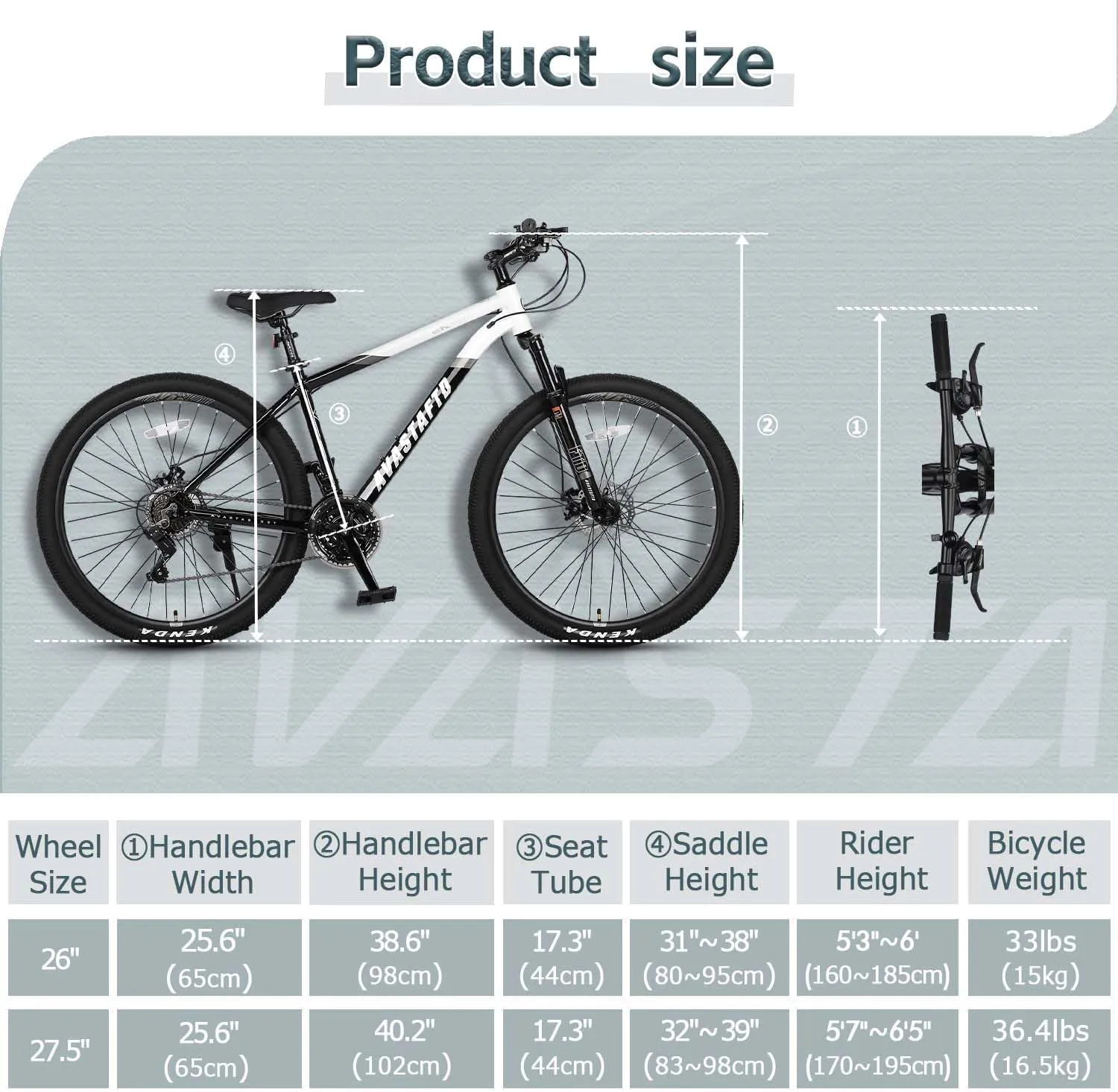 AVASTA Earth 26 27.5 inch Mountain Bike with 21-Speed，Aluminum Frame, Dual Disc Brake, Comfortable Saddle,Multiple Colors