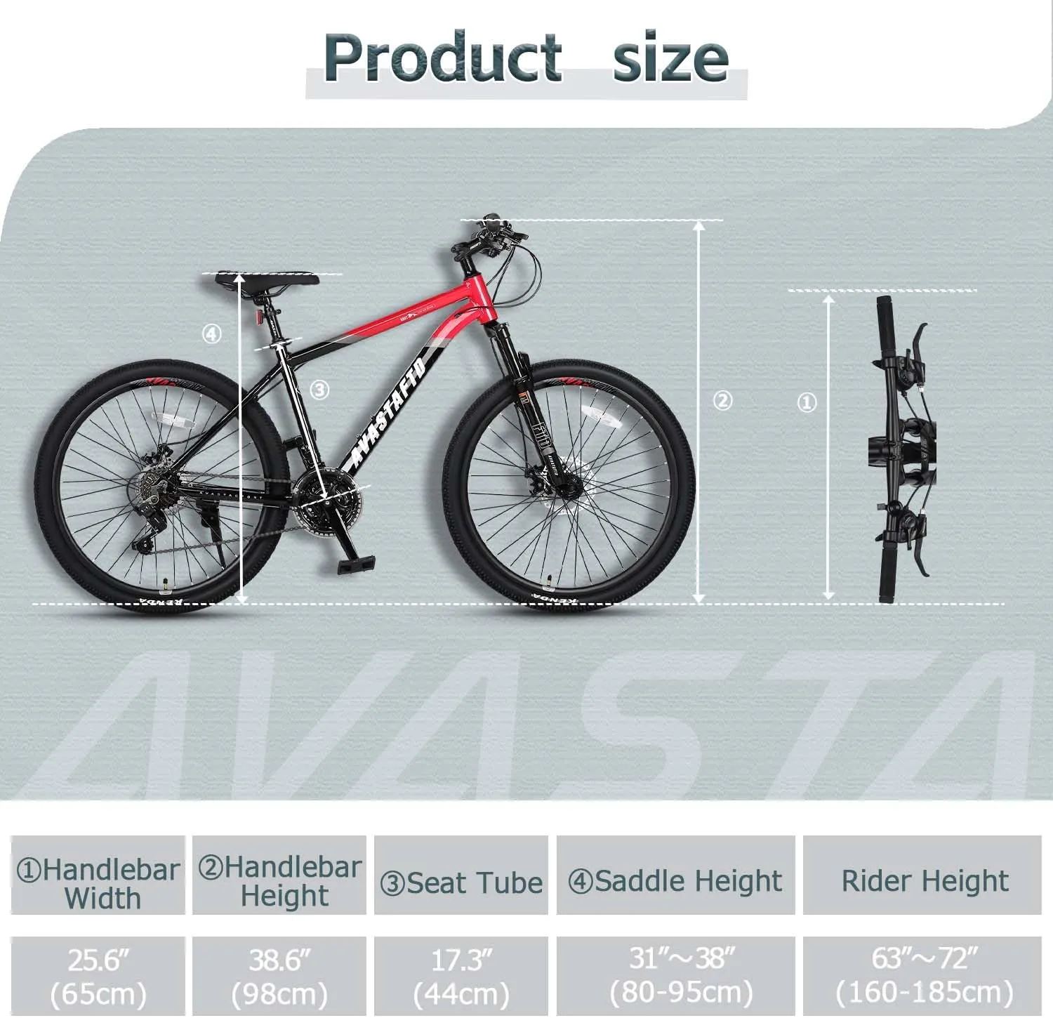 AVASTA Earth 26 27.5 inch Mountain Bike with 21-Speed，Aluminum Frame, Dual Disc Brake, Comfortable Saddle,Multiple Colors