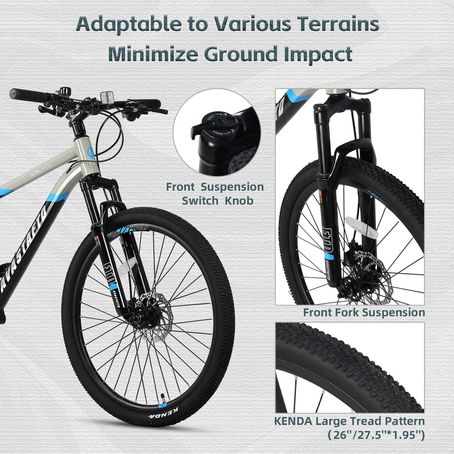 AVASTA Earth 26 27.5 inch Mountain Bike with 21-Speed，Aluminum Frame, Dual Disc Brake, Comfortable Saddle,Multiple Colors