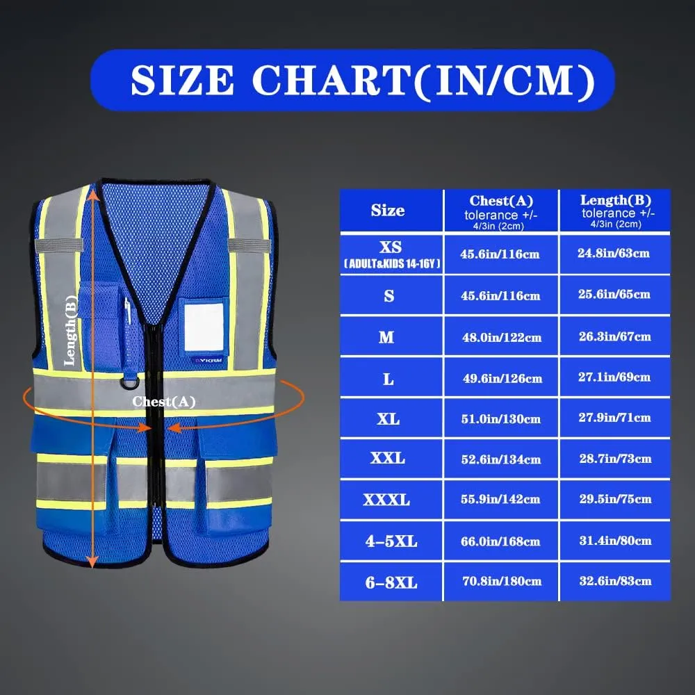 AYKRM 11 color High Vis Reflective Safety Vest for Women Men Security Pocket Zipper