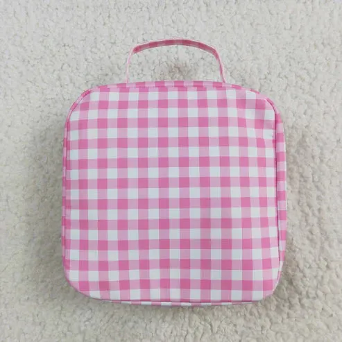 BA0283 Baby Girls Pink Checkered Lunch Dinnder Picnic Thermal Bags Boxes