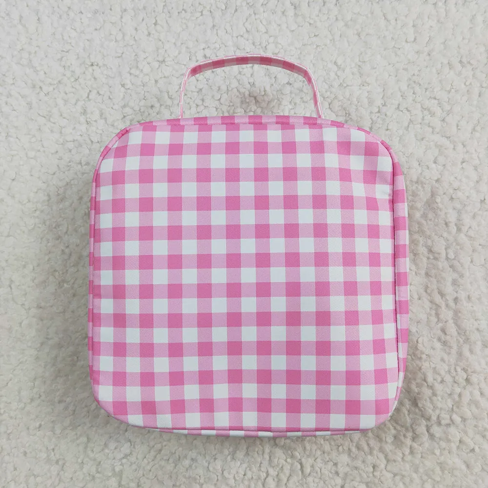 Baby Girls Pink Checkered Lunch Dinnder Picnic Thermal Bags Boxes