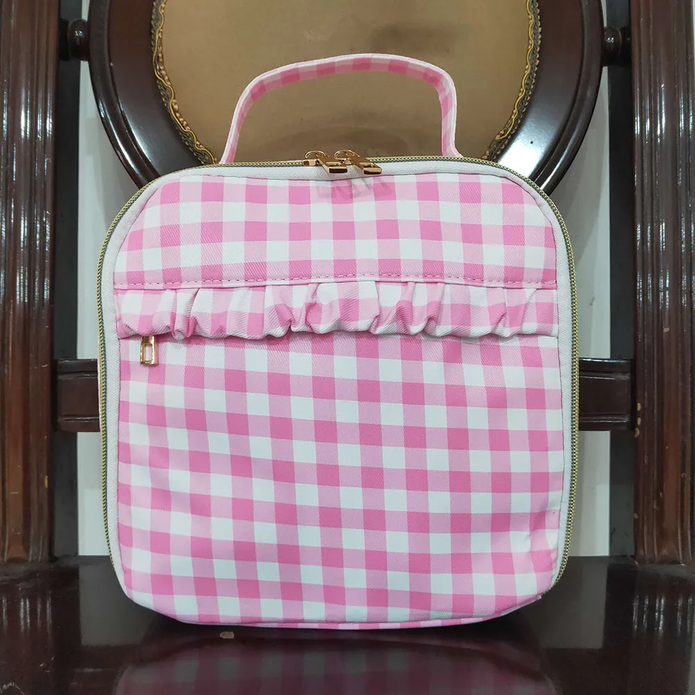 Baby Girls Pink Checkered Lunch Dinnder Picnic Thermal Bags Boxes