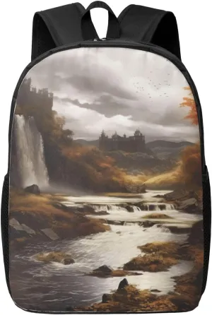 Backpack for Women Men's Casual Daypack Ferris wheel Hiking Rucksack Outdoor Travel Bag, Fall, One Size