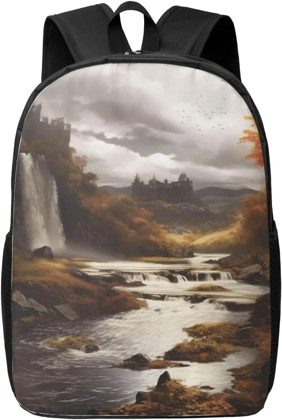 Backpack for Women Men's Casual Daypack Ferris wheel Hiking Rucksack Outdoor Travel Bag, Fall, One Size