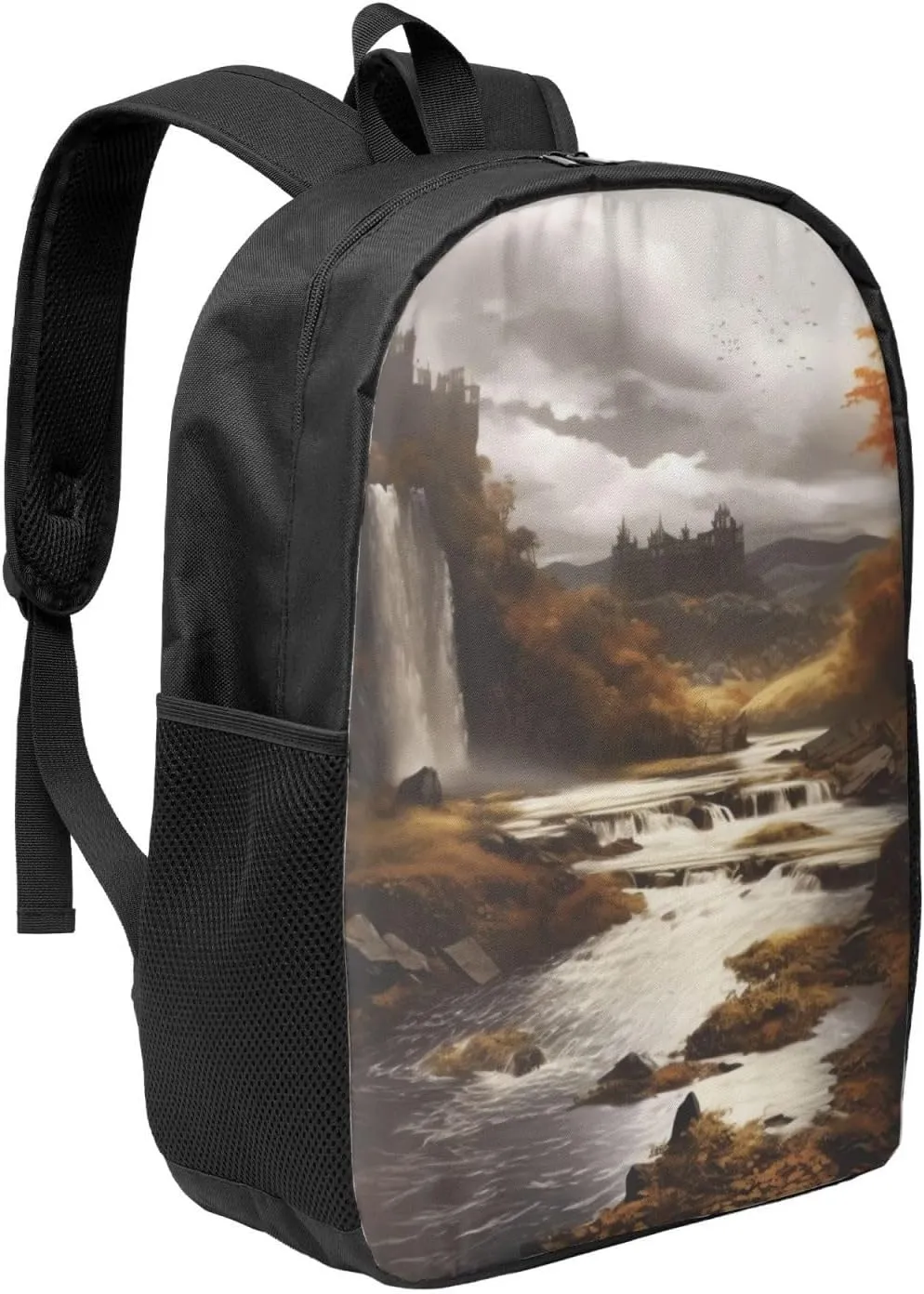 Backpack for Women Men's Casual Daypack Ferris wheel Hiking Rucksack Outdoor Travel Bag, Fall, One Size
