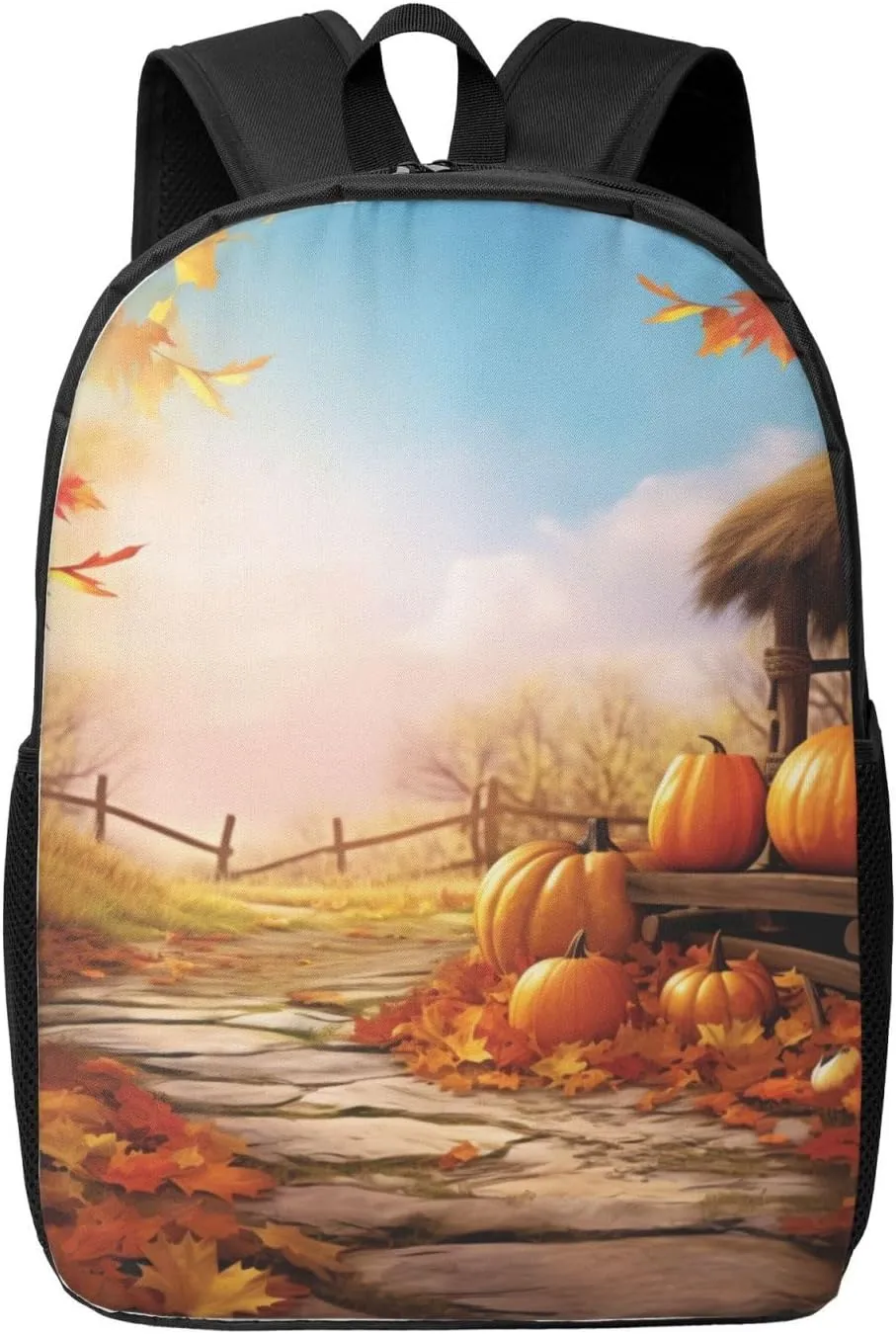 Backpack for Women Men's Casual Daypack Ferris wheel Hiking Rucksack Outdoor Travel Bag, Fall Thanksgiving, One Size