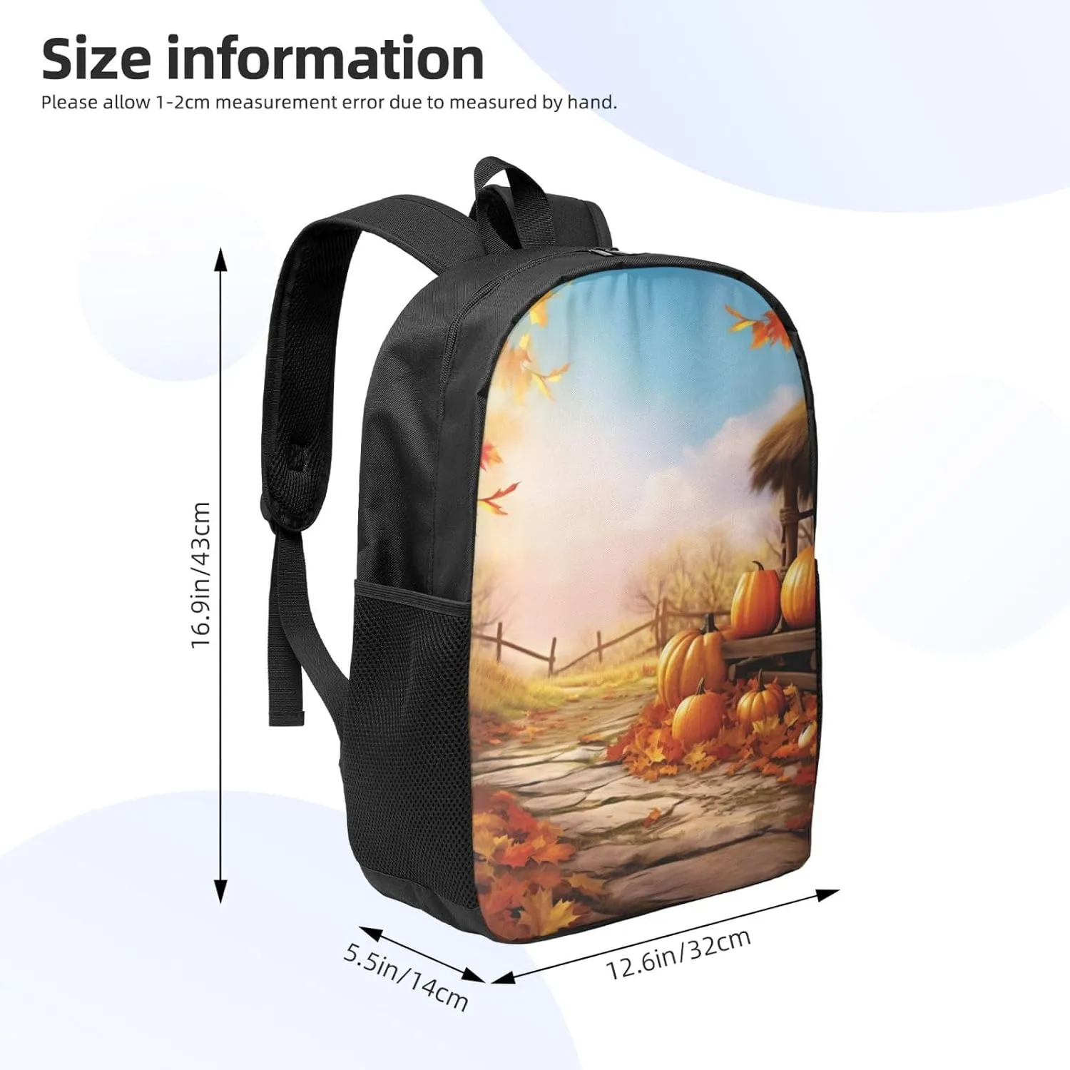Backpack for Women Men's Casual Daypack Ferris wheel Hiking Rucksack Outdoor Travel Bag, Fall Thanksgiving, One Size