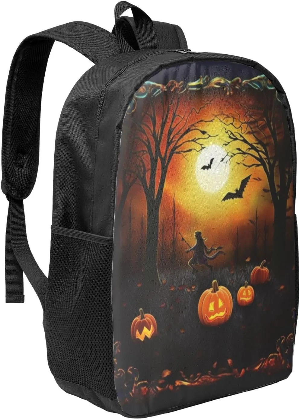 Backpack for Women Men's Casual Daypack Mandala Hiking Rucksack Outdoor Travel Bag, Halloween Party, One Size