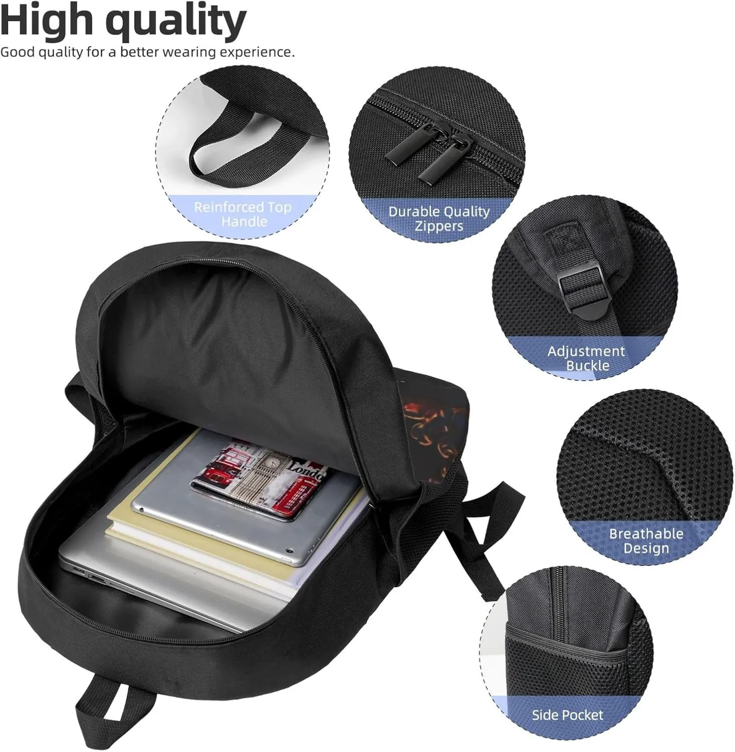 Backpack for Women Men's Casual Daypack Mandala Hiking Rucksack Outdoor Travel Bag, Halloween Party, One Size
