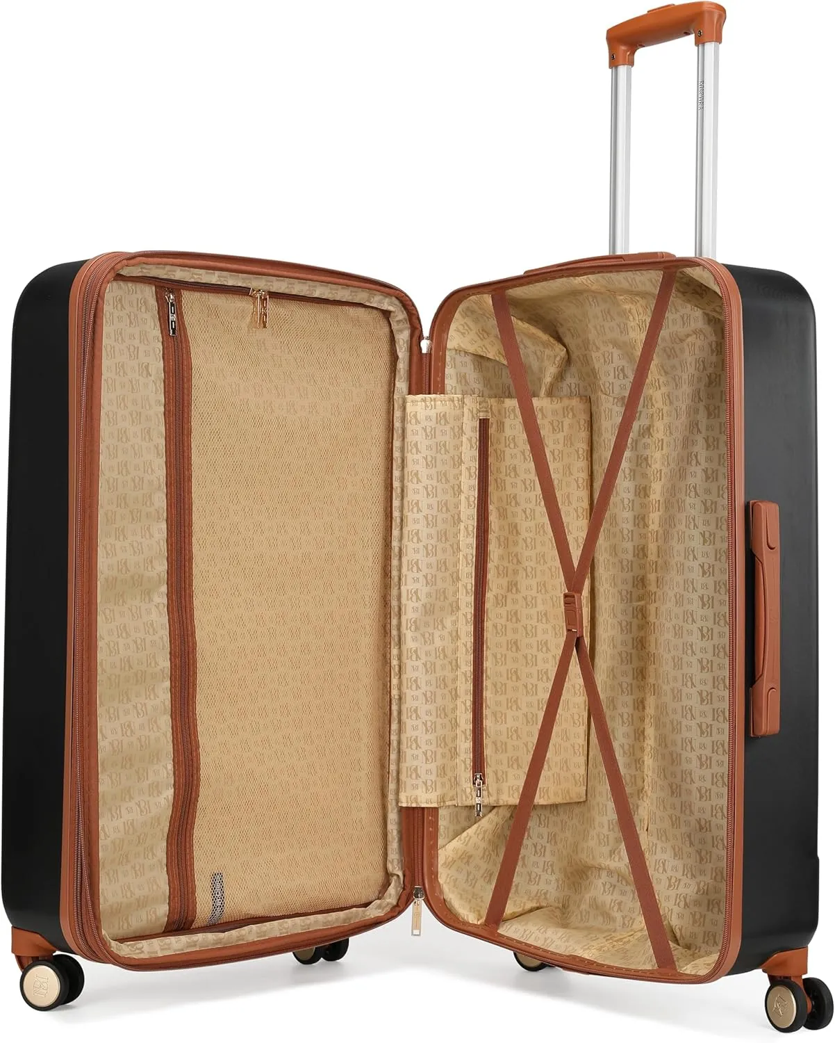 Badgley Mischka Mia 3-Piece Expandable Polycarbonate-ABS Retro Luggage Set (Black)
