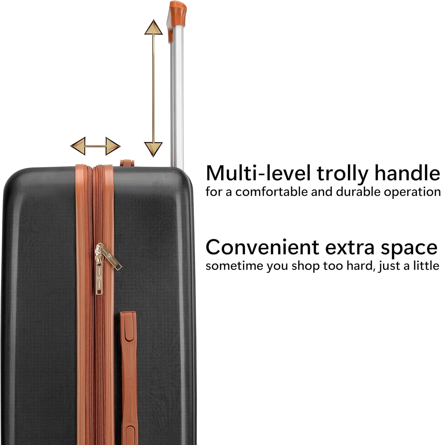 Badgley Mischka Mia 3-Piece Expandable Polycarbonate-ABS Retro Luggage Set (Black)