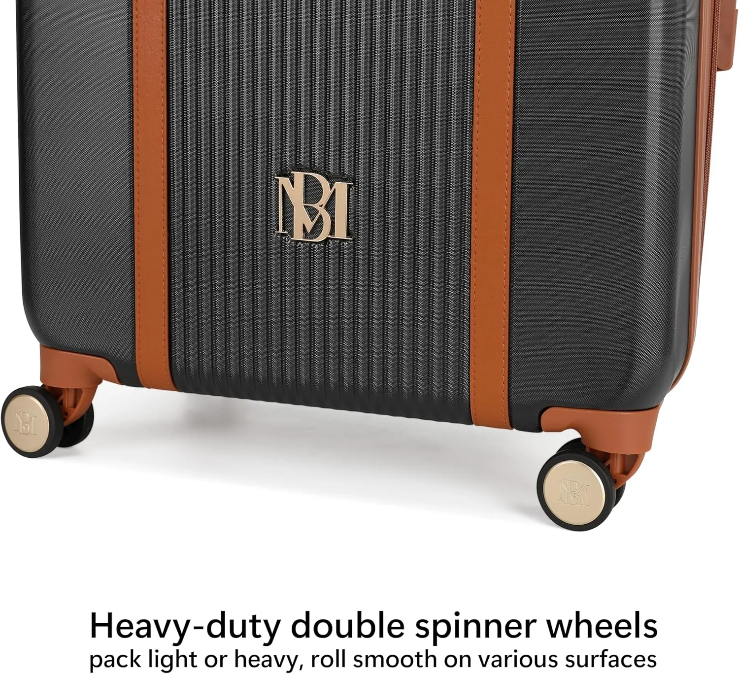 Badgley Mischka Mia 3-Piece Expandable Polycarbonate-ABS Retro Luggage Set (Black)