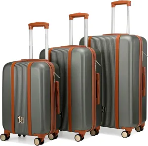 Badgley Mischka Mia 3-Piece Expandable Polycarbonate-ABS Retro Luggage Set (Olive Green)