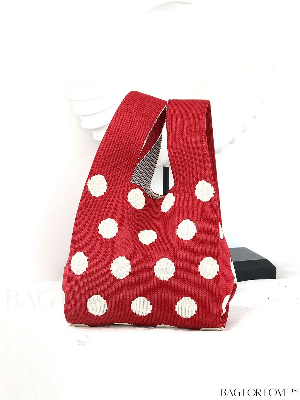 BagForLove - Chic Checkered & Floral Knit Womens Handbag - Spacious Shopping & Casual Tote