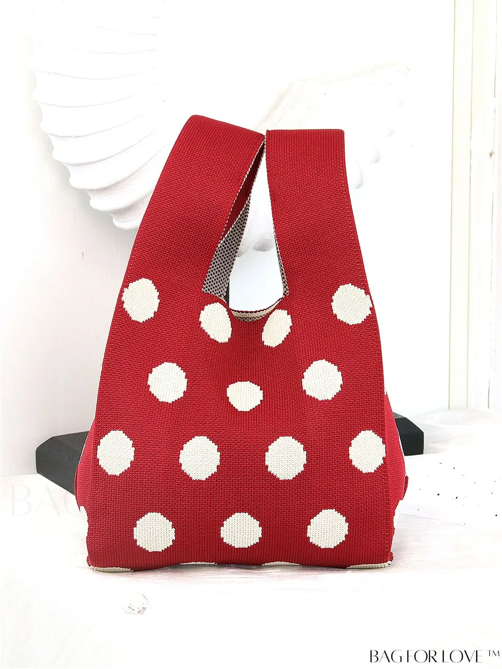 BagForLove - Chic Checkered & Floral Knit Womens Handbag - Spacious Shopping & Casual Tote