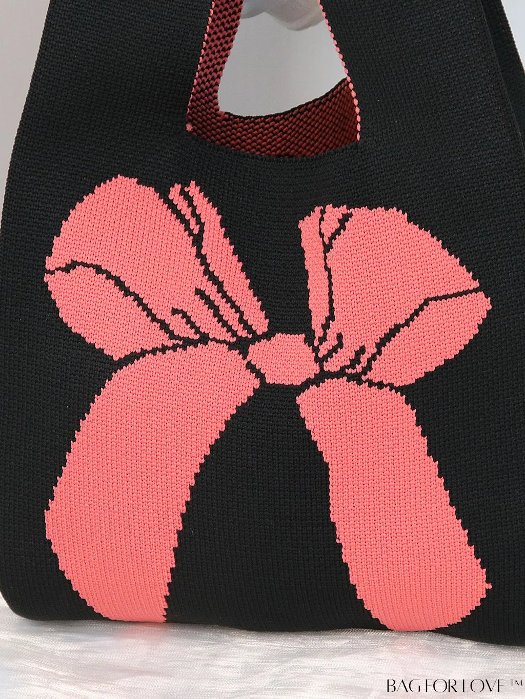 BagForLove - Chic Checkered & Floral Knit Womens Handbag - Spacious Shopping & Casual Tote