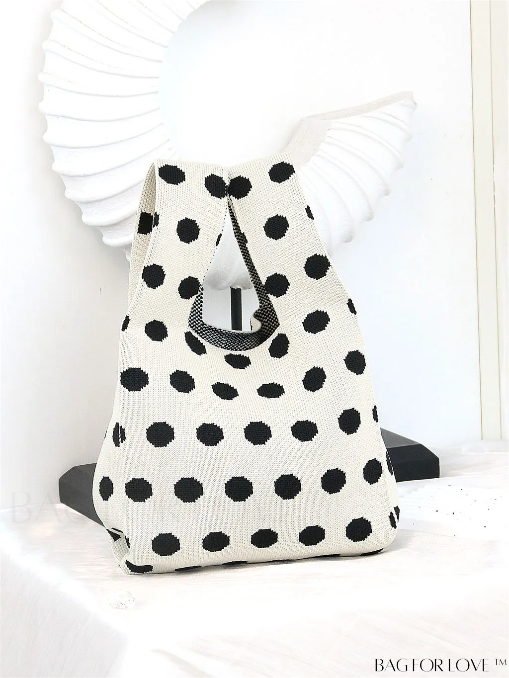 BagForLove - Chic Checkered & Floral Knit Womens Handbag - Spacious Shopping & Casual Tote