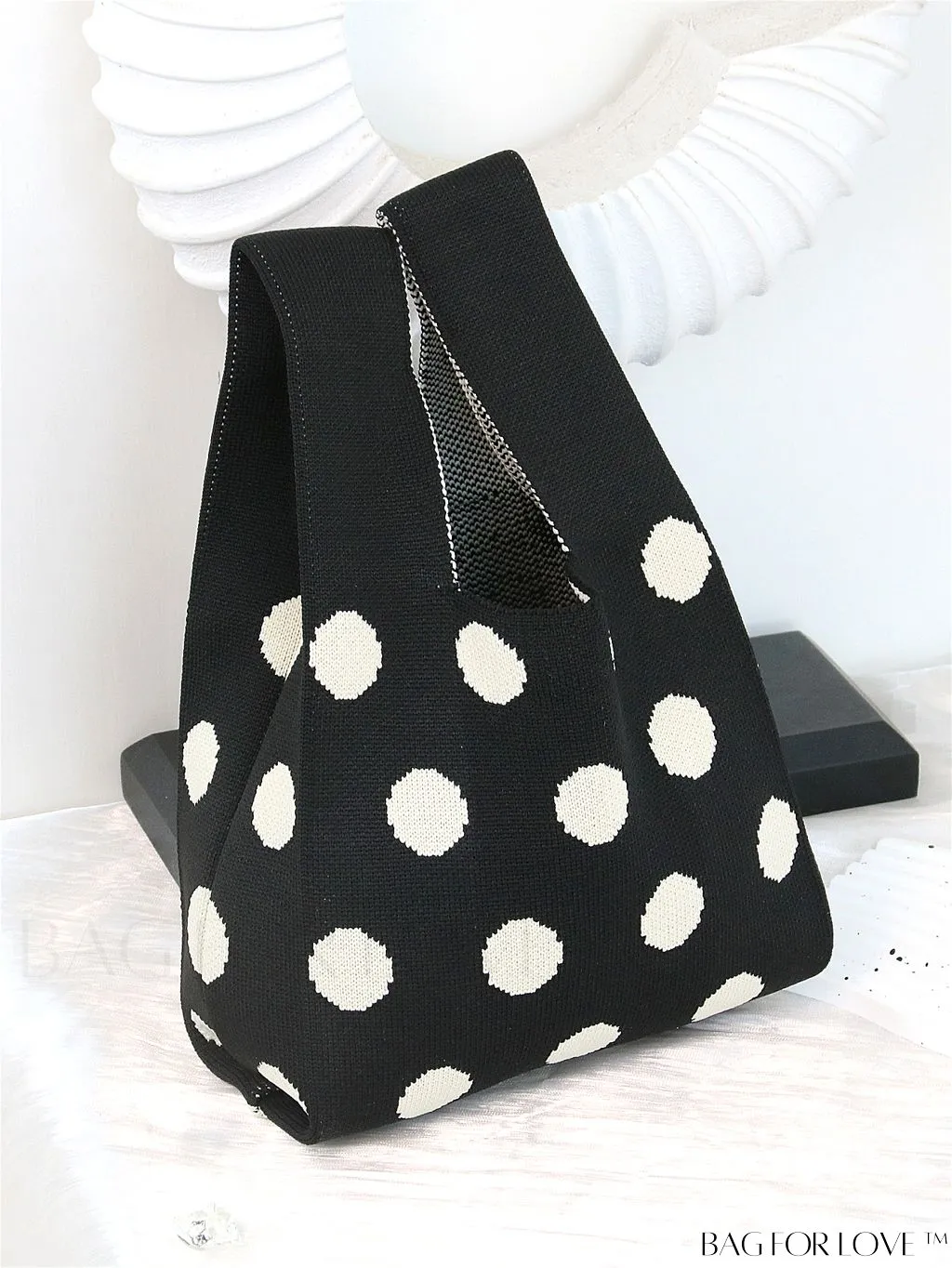 BagForLove - Chic Checkered & Floral Knit Womens Handbag - Spacious Shopping & Casual Tote