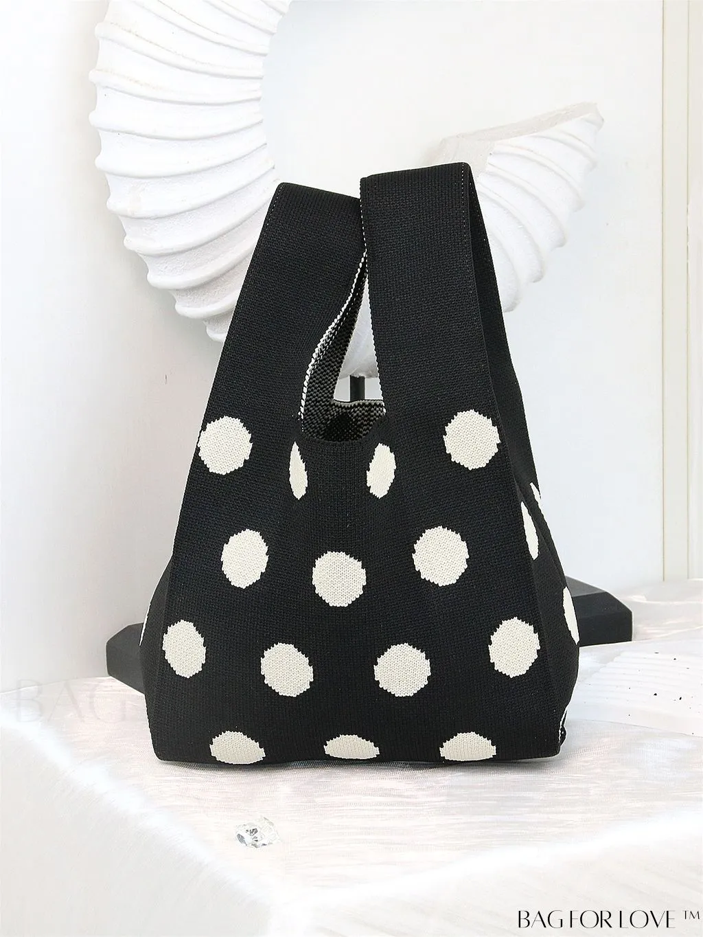 BagForLove - Chic Checkered & Floral Knit Womens Handbag - Spacious Shopping & Casual Tote