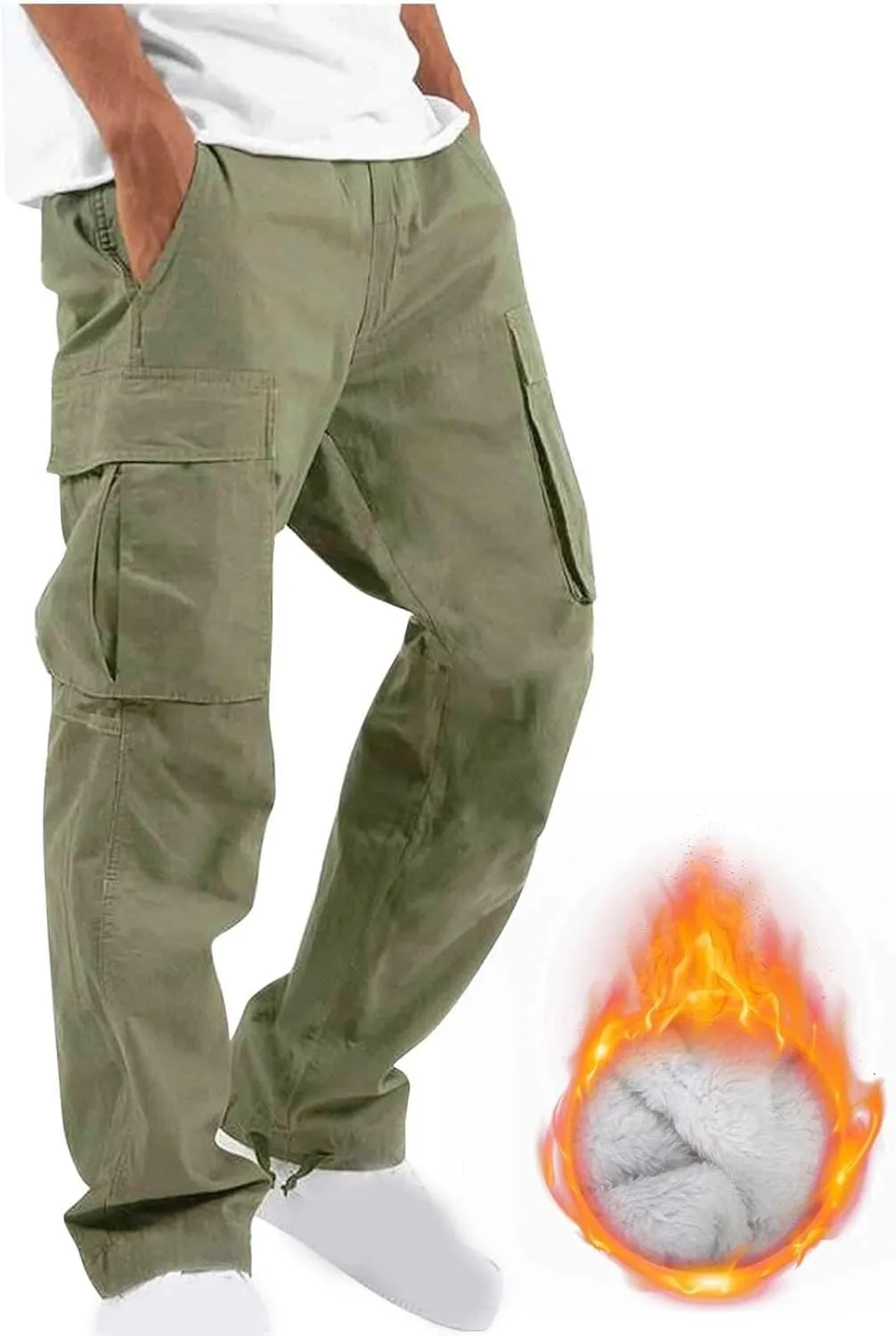 Baggy Cargo Pants Men Streetwear Drawstring Loose Wide Leg Work Pants Outdoor Fitness Straight Jogging Pants