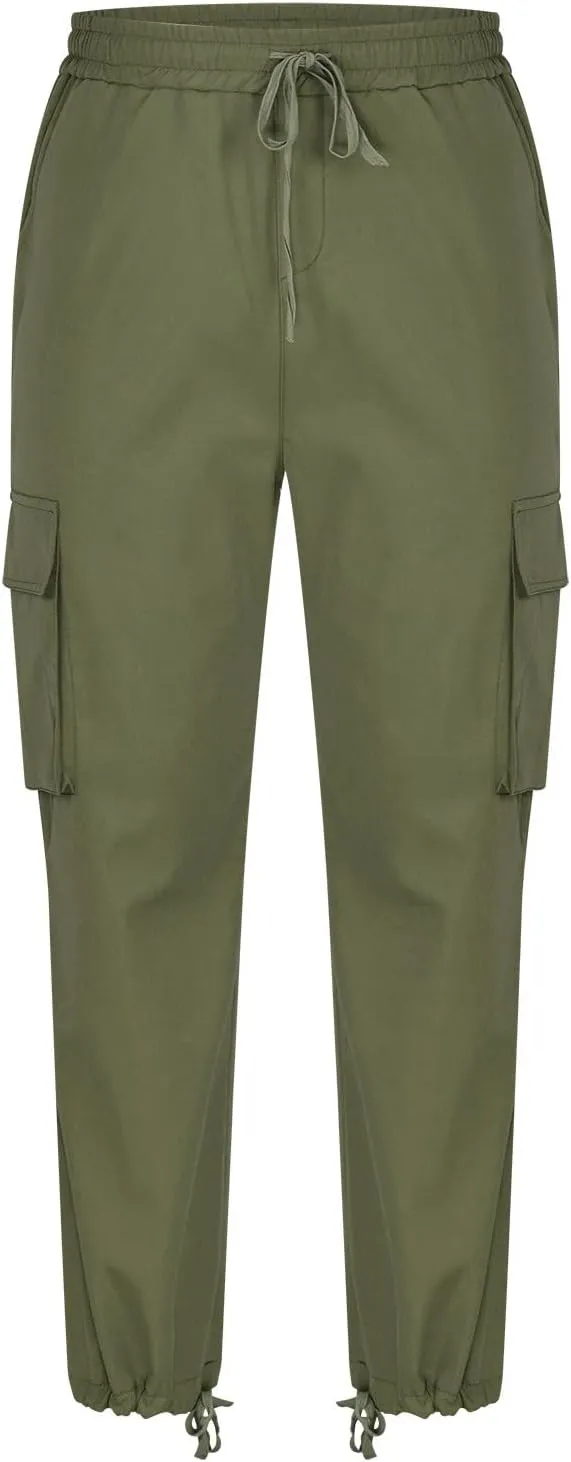Baggy Cargo Pants Men Streetwear Drawstring Loose Wide Leg Work Pants Outdoor Fitness Straight Jogging Pants
