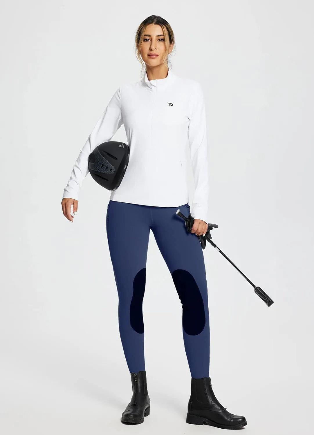 baleaf Women's Winter Riding Pants Horse Breeches Knee-Patch Fleece Horseback Equestrian Tights Pockets Leggings