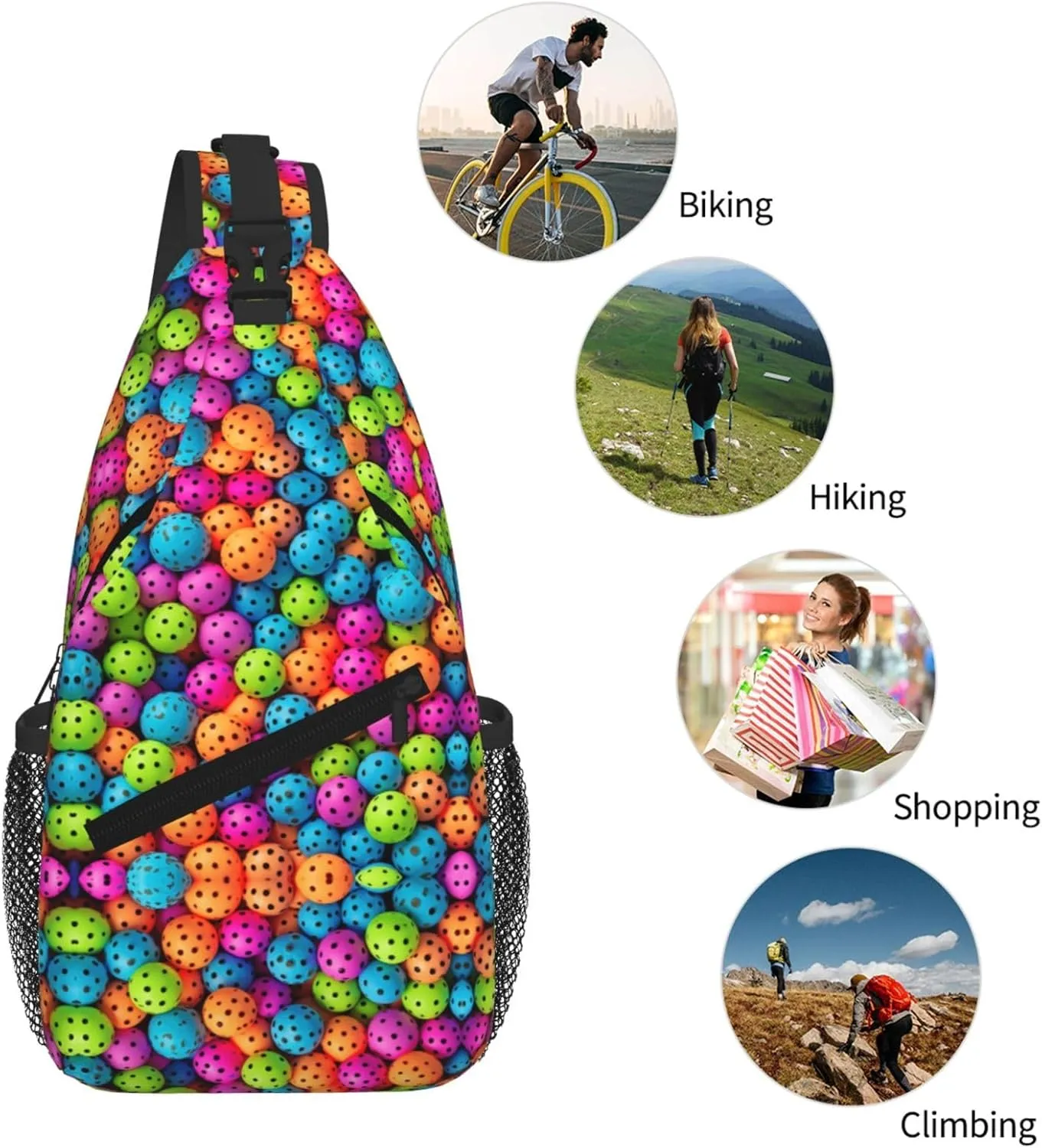Balls Colors Pattern Print Cross Chest Bag Diagonally For Short-Distance Travel And Daily Use