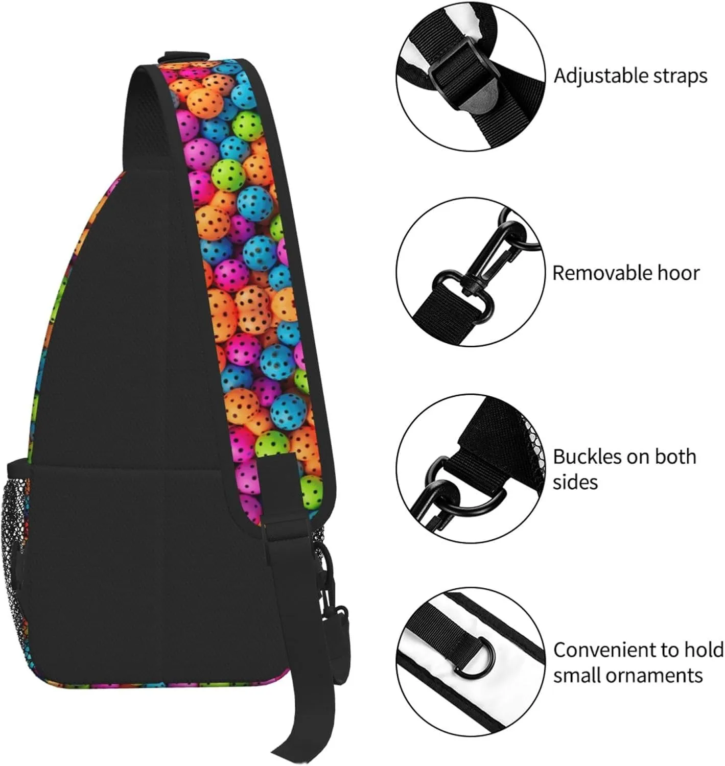 Balls Colors Pattern Print Cross Chest Bag Diagonally For Short-Distance Travel And Daily Use