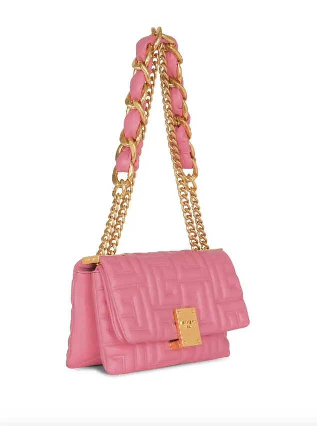 Balmain 1945 Soft small bag in quilted lambskin