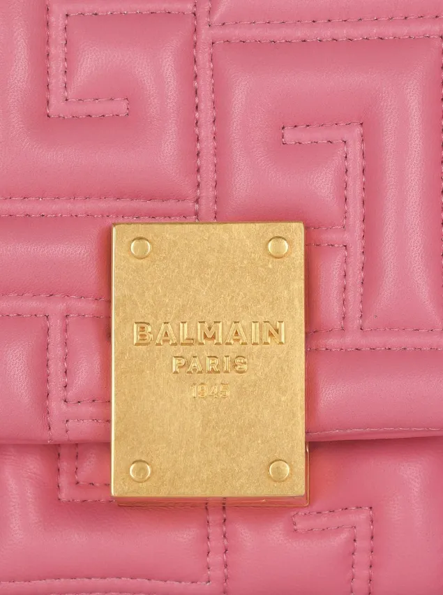 Balmain 1945 Soft small bag in quilted lambskin