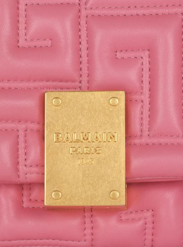 Balmain 1945 Soft small bag in quilted lambskin