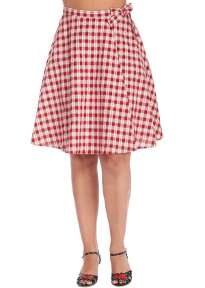 Banned Cherry Check 50's Skirt Red
