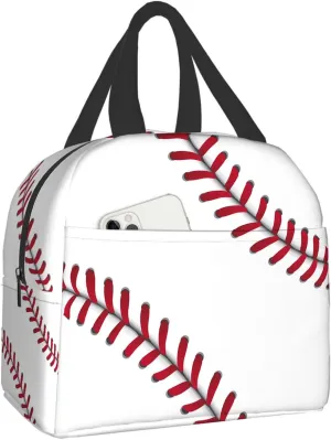Baseball Lunch Bag for Women Men, Insulated Reusable Lunch Tote Bag, Large Capacity Lunch Box for Work, Leakproof Cooler Lunch Bag for Office Picnic Travel