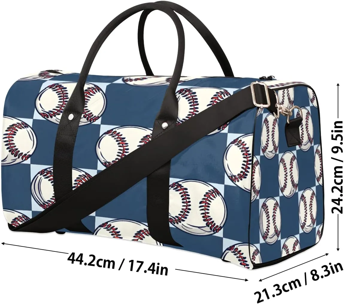 Baseball Travel Duffle Bag, Sports Gym Bags for Women Men, Carry On Weekender Overnight Bag, Baseball Print Workout Hospital Airplane Trips Bag