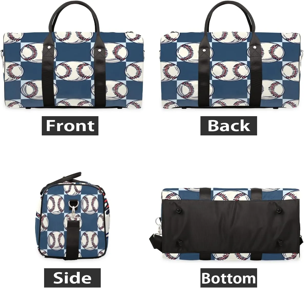 Baseball Travel Duffle Bag, Sports Gym Bags for Women Men, Carry On Weekender Overnight Bag, Baseball Print Workout Hospital Airplane Trips Bag