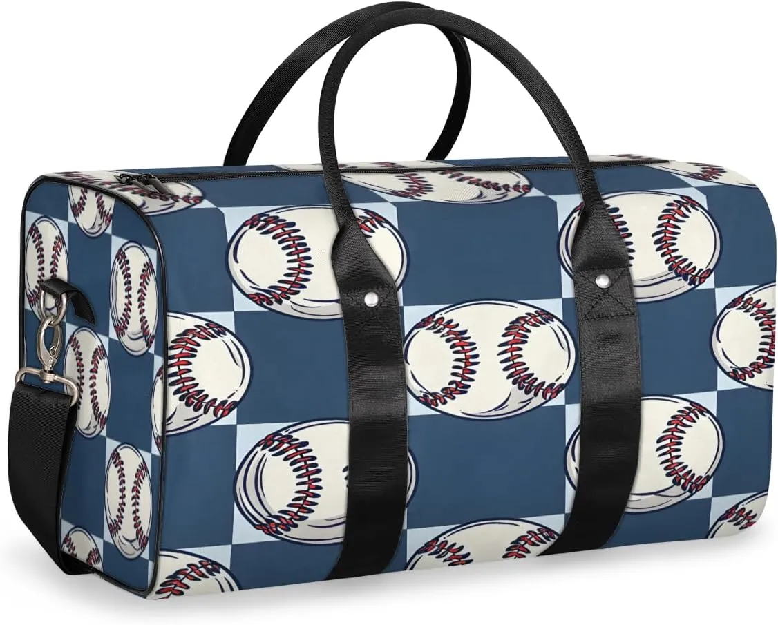 Baseball Travel Duffle Bag, Sports Gym Bags for Women Men, Carry On Weekender Overnight Bag, Baseball Print Workout Hospital Airplane Trips Bag
