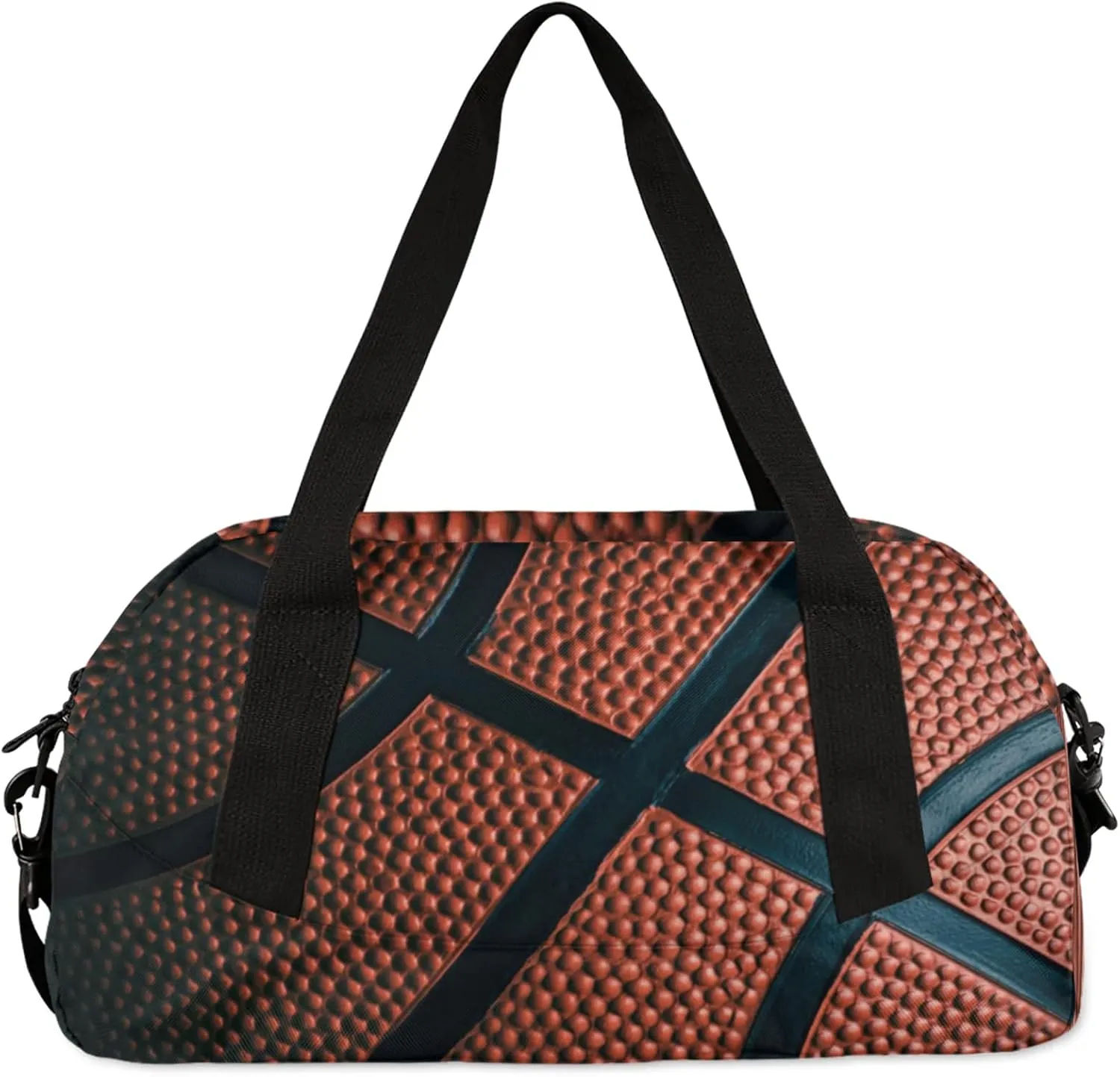 Basketball Ball Print Kids Duffel Bag Lightweight Waterproof Sports Gym Bag with Front Zipper Pocket Foldable Weekender Overnight Bag for School Practice Gymnastic Ballet