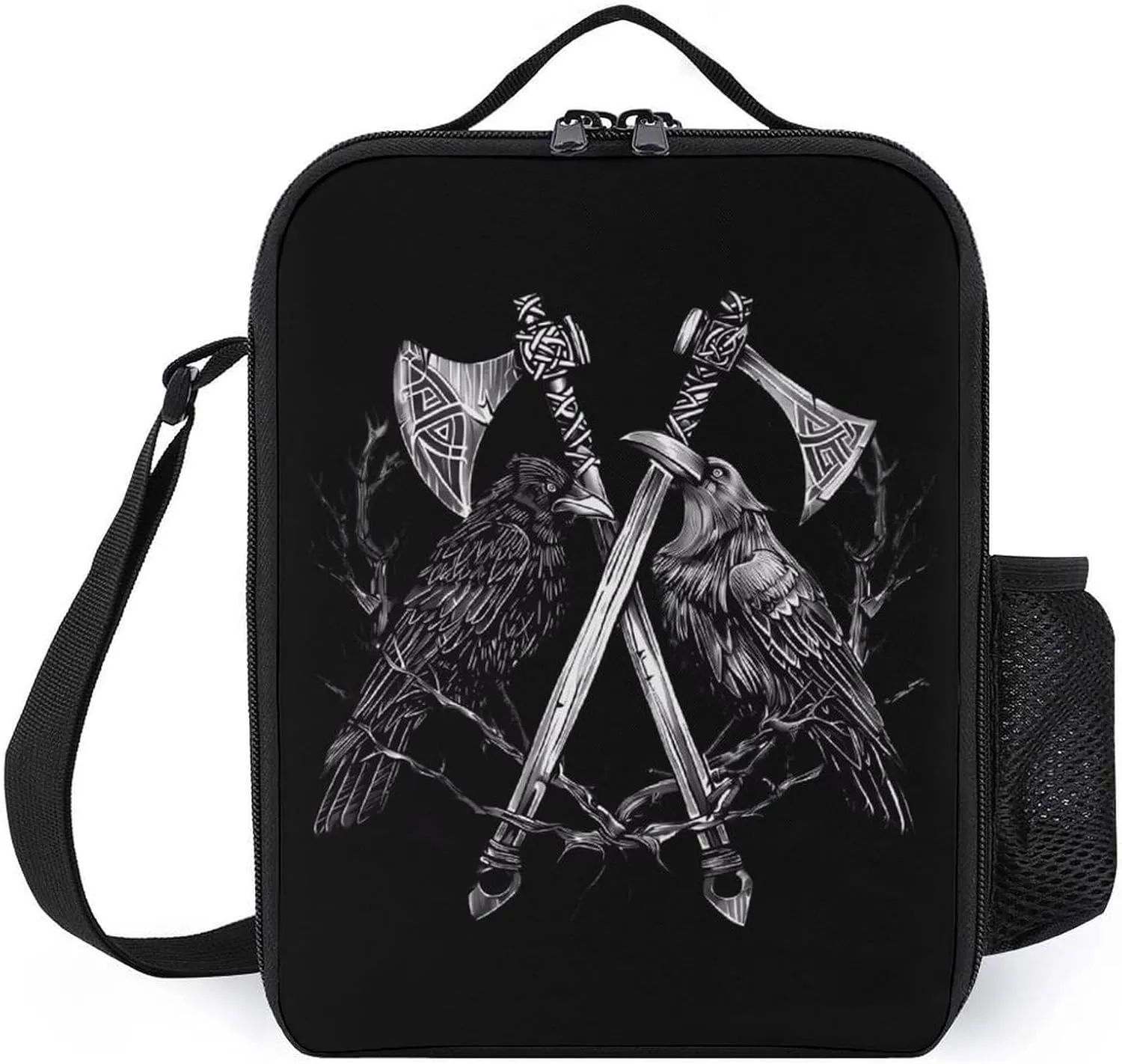Battle Ravens Funny Insulated Lunch Bag Portable Cooler Tote Bag with Adjustable Shoulder Strap for Work Picnic