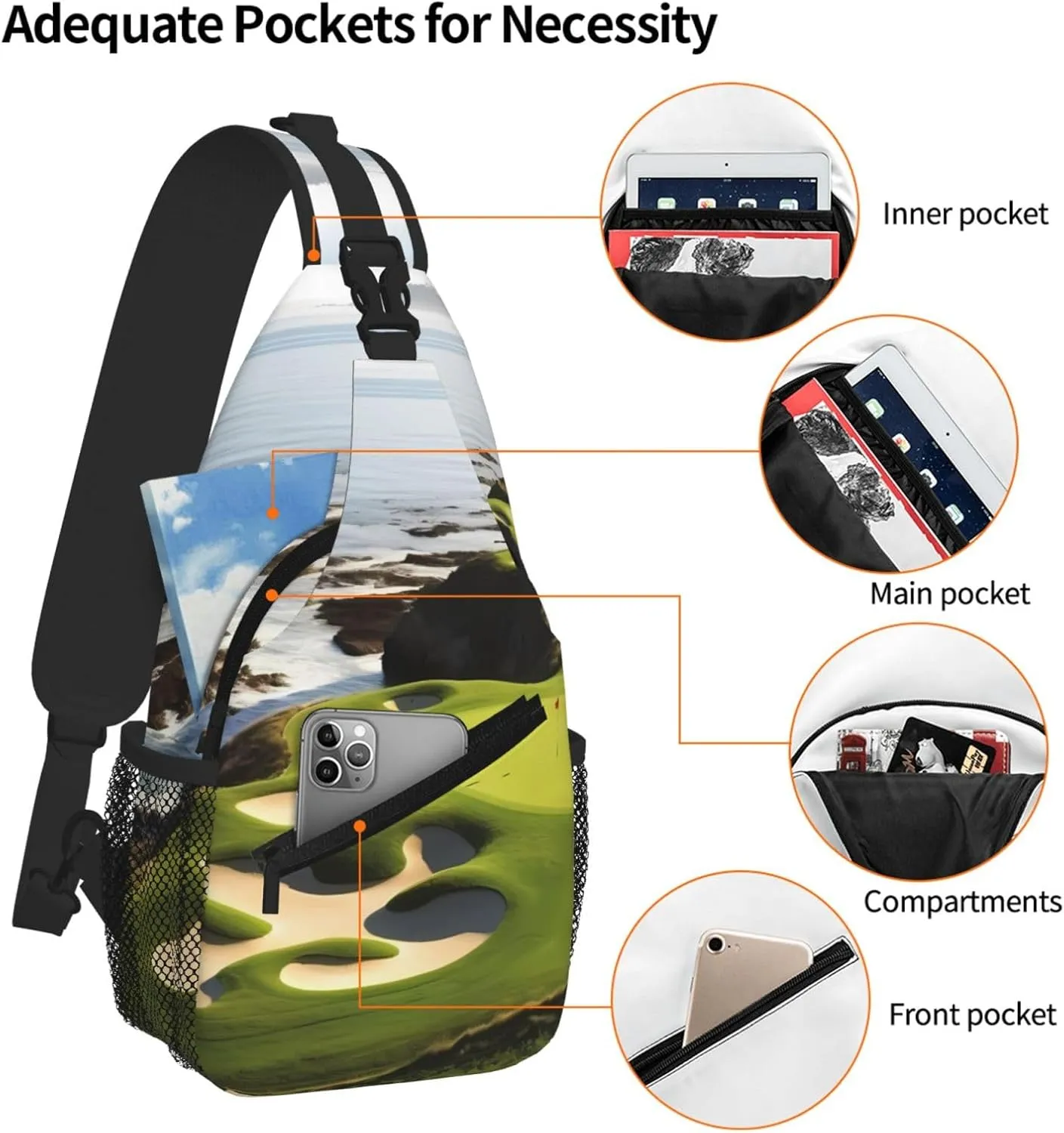 Beach Golf Course Print Cross Chest Bag Diagonally For Short-Distance Travel And Daily Use