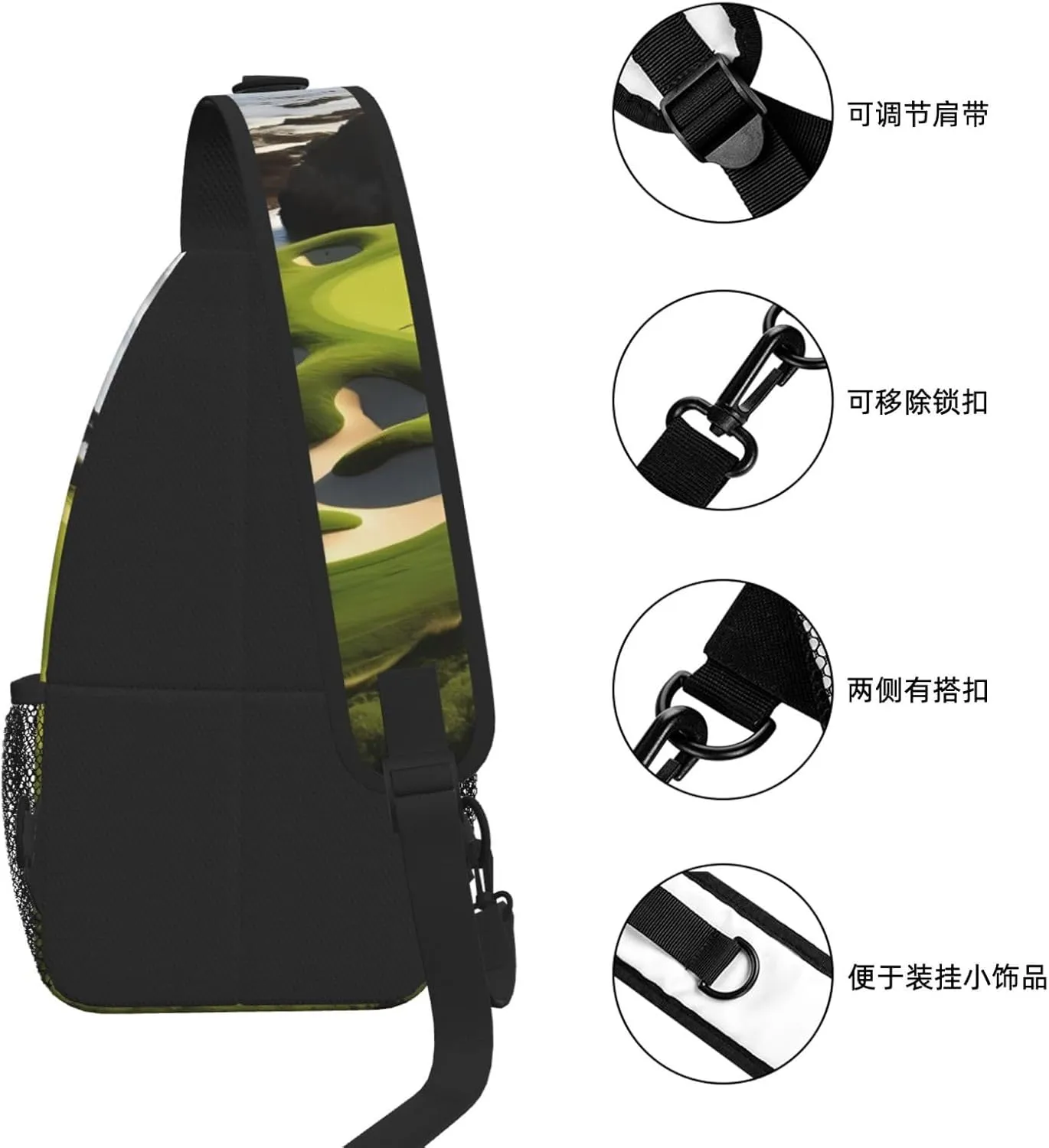 Beach Golf Course Print Cross Chest Bag Diagonally For Short-Distance Travel And Daily Use