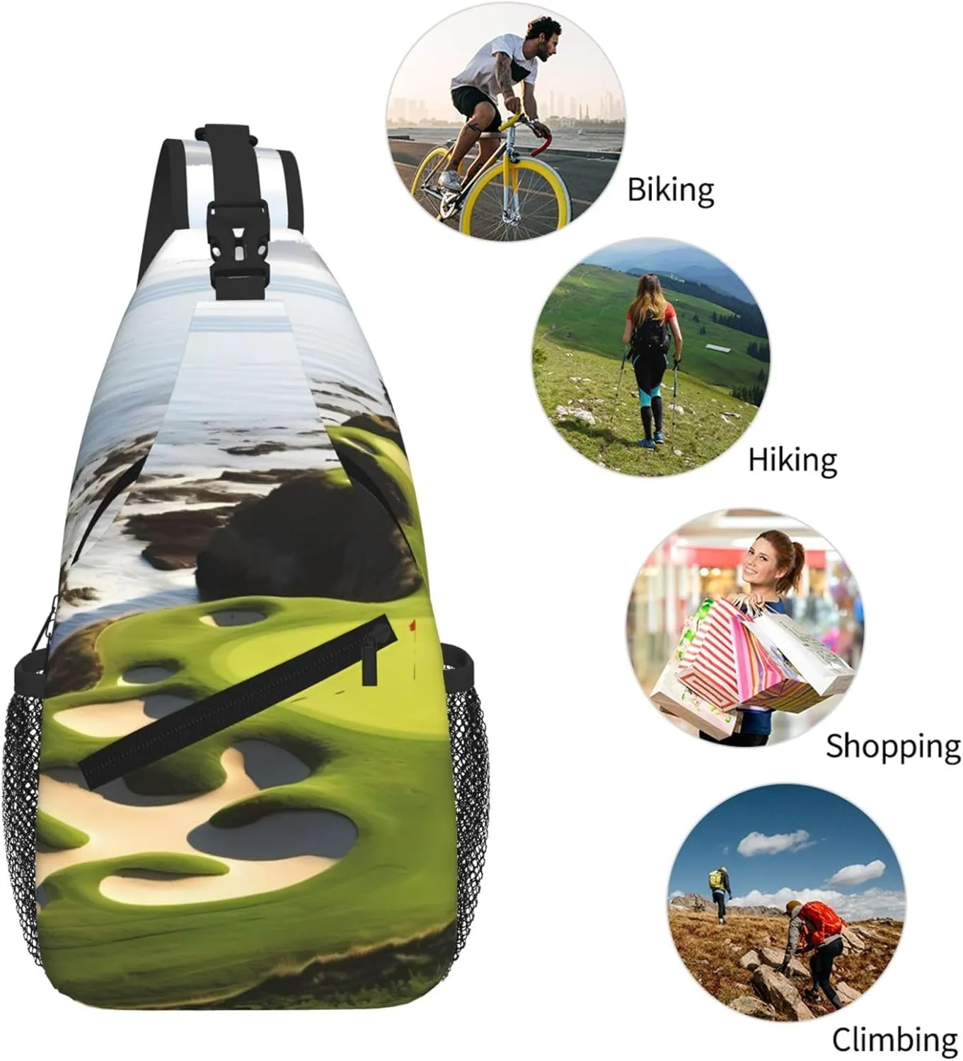 Beach Golf Course Print Cross Chest Bag Diagonally For Short-Distance Travel And Daily Use