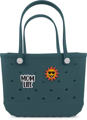 Beach Rubber Bag Tote Bag,Extra Large Waterproof Travel Women Handbag with Charms for Sports Beach Groceries Pool