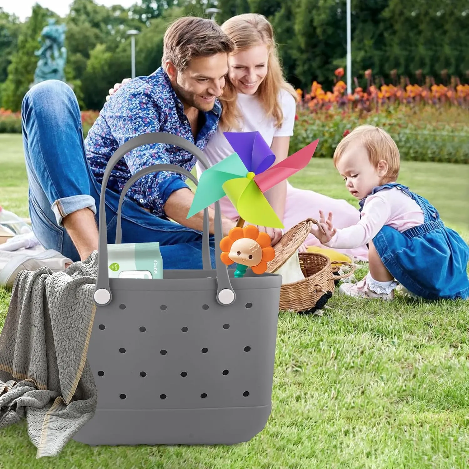 Beach Rubber Bag Tote Bag,Extra Large Waterproof Travel Women Handbag with Charms for Sports Beach Groceries Pool