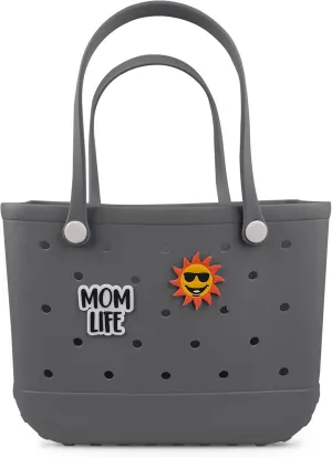 Beach Rubber Bag Tote Bag,Extra Large Waterproof Travel Women Handbag with Charms for Sports Beach Groceries Pool