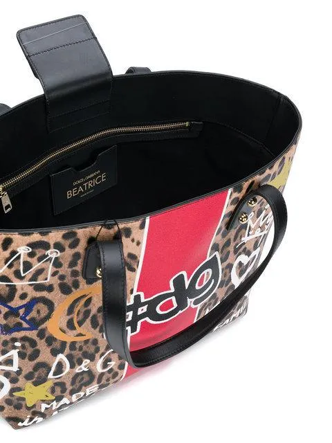 Beatrice Graffiti Print Shopper Tote Bag