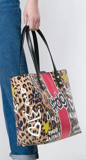 Beatrice Graffiti Print Shopper Tote Bag